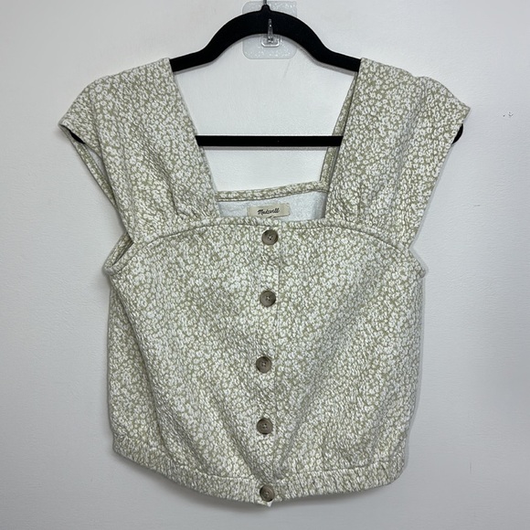 Madewell Floral Jacquard Button-Front Top XS - Picture 3 of 7
